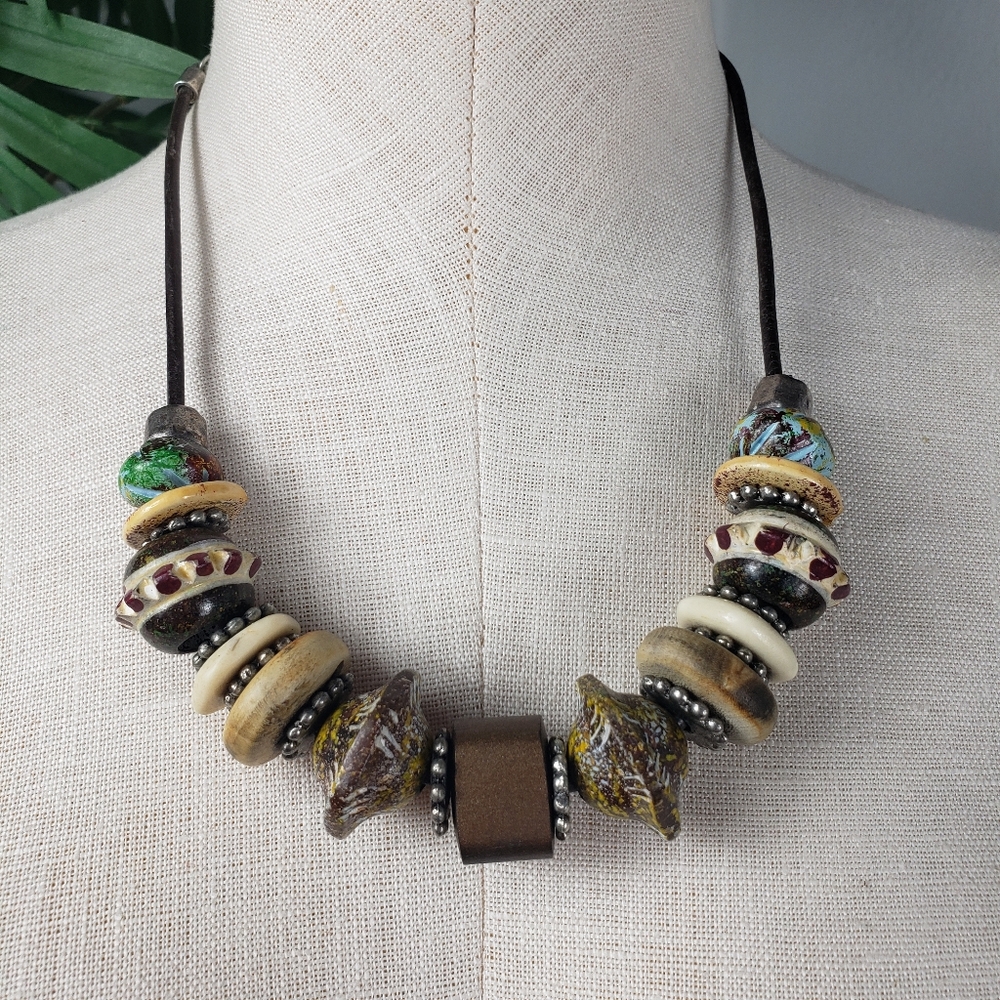 Chico's Artisan Necklace w/ Earthy Tones and Textures.